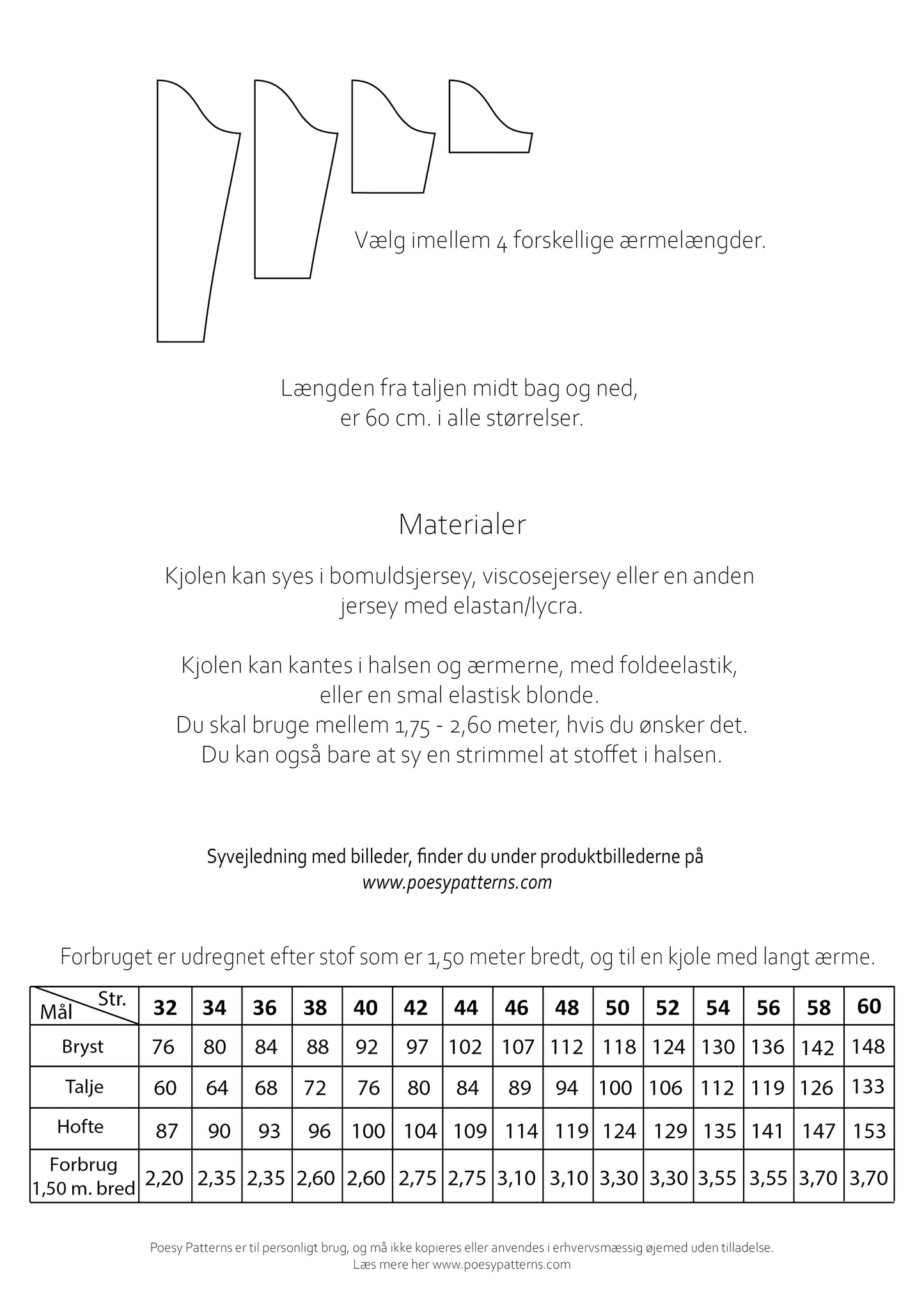 Slå om kjole til jersey - 1019