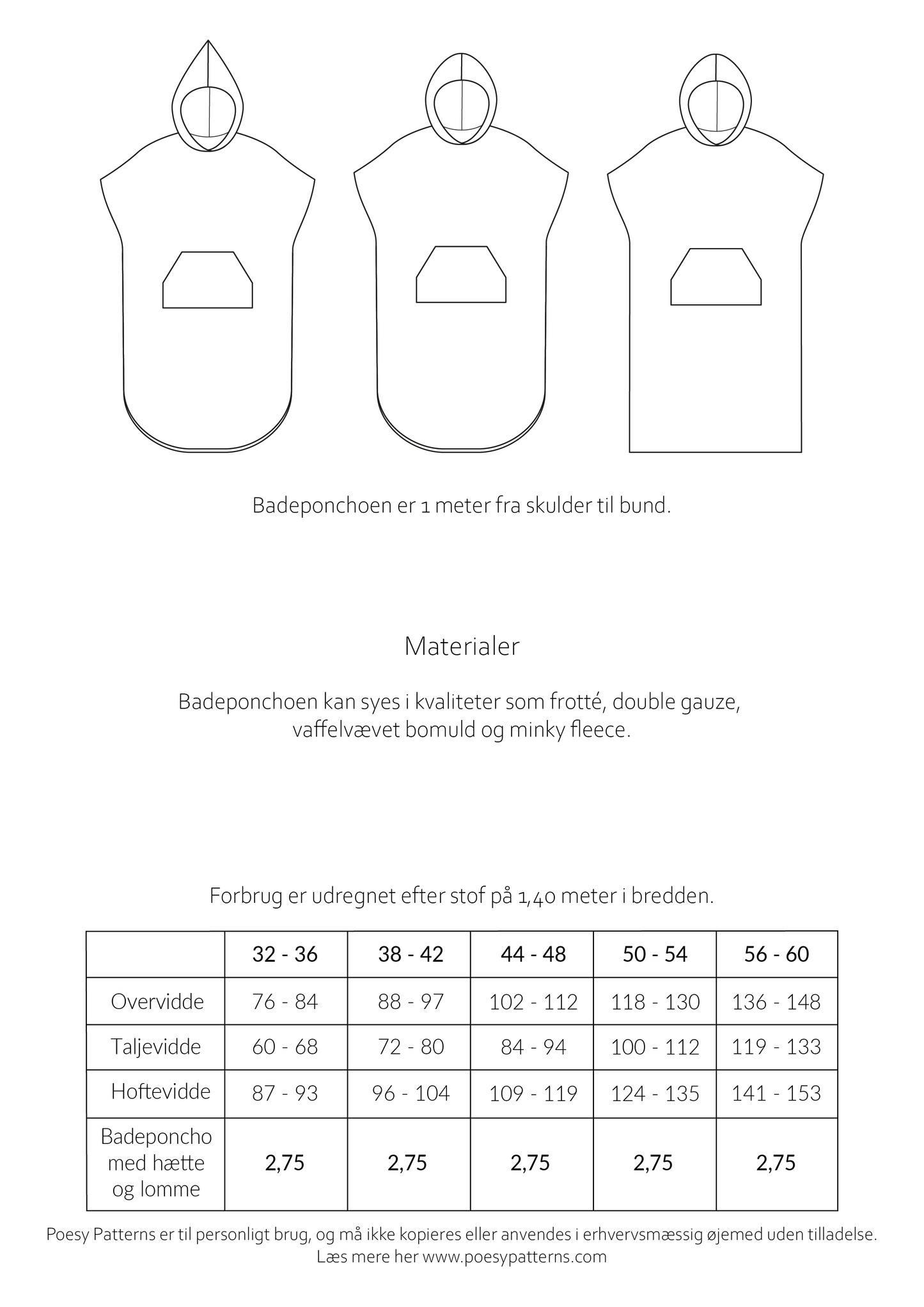 Badeponcho til voksne 1055