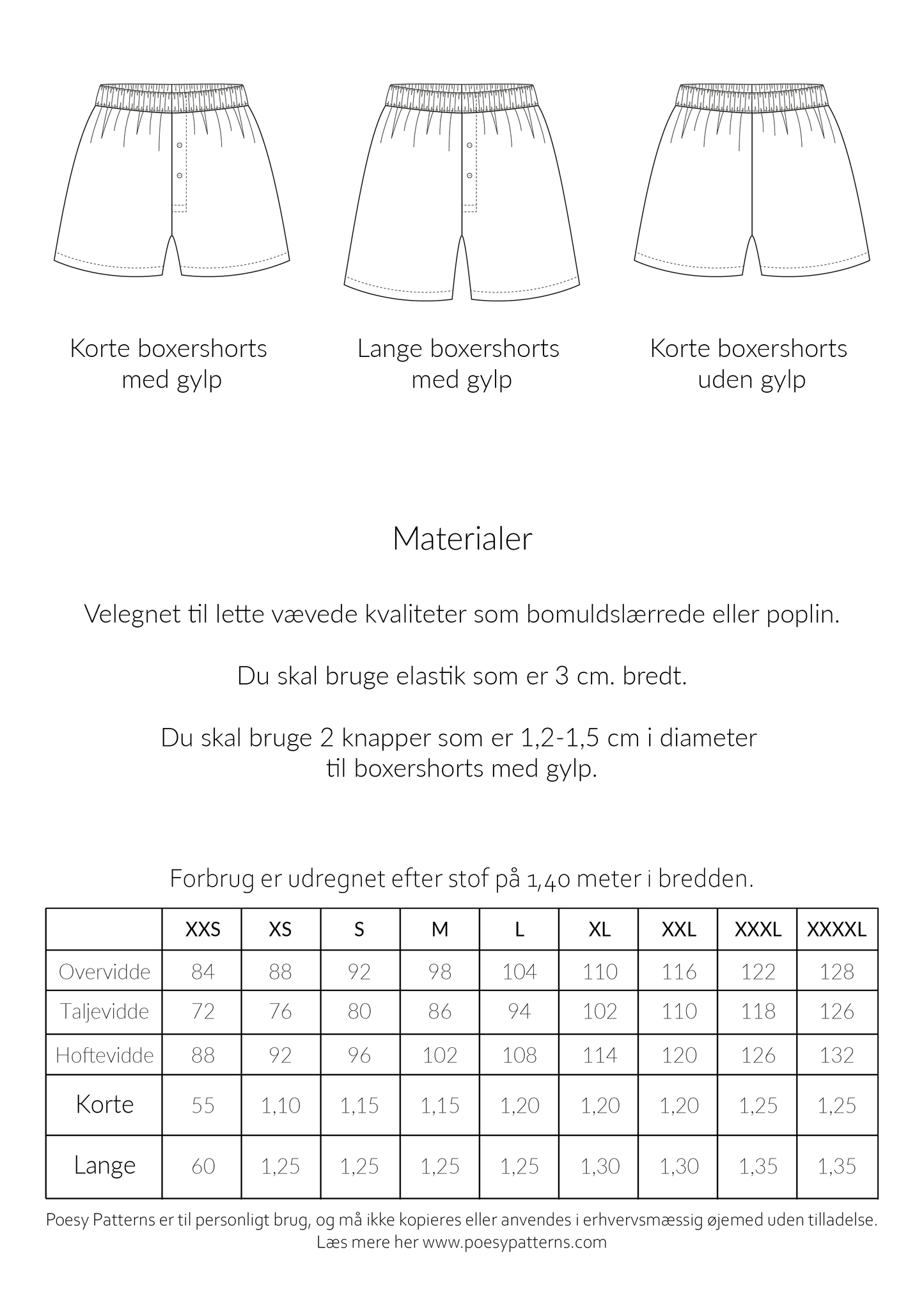 Boxershorts med og uden gylp 3002