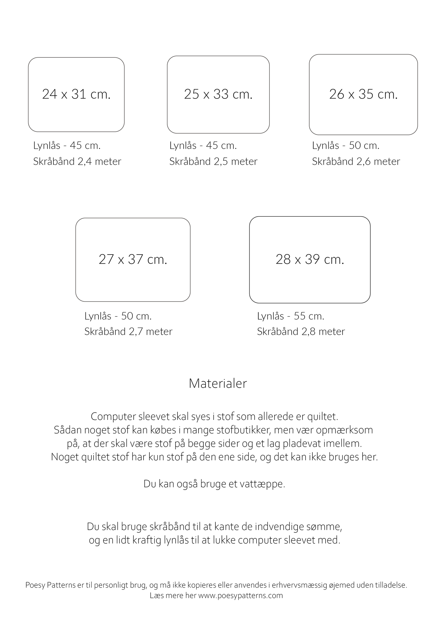 Computer sleeve 2019 - Kun pdf-mønster