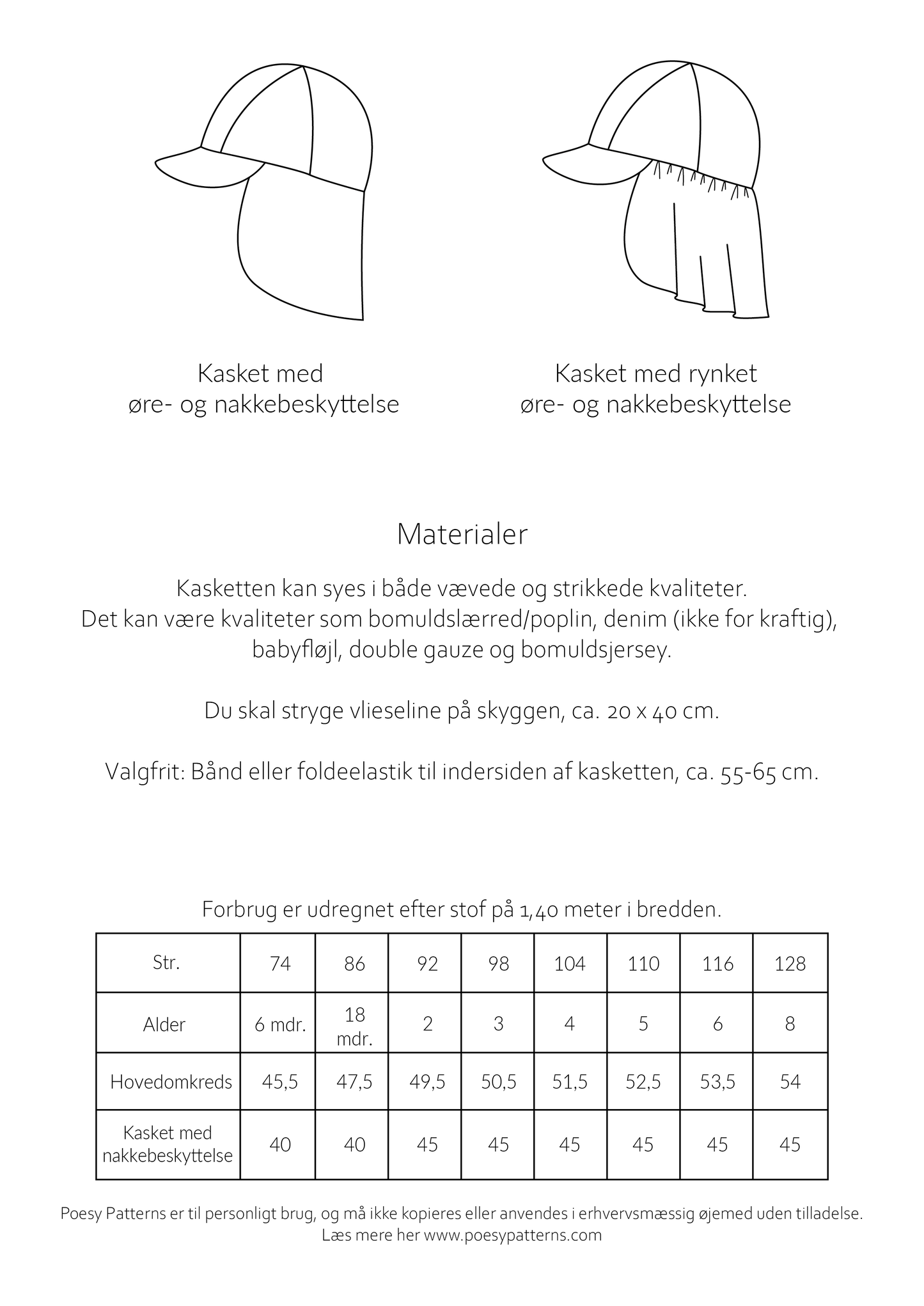 Kasket med nakkebeskyttelse 212