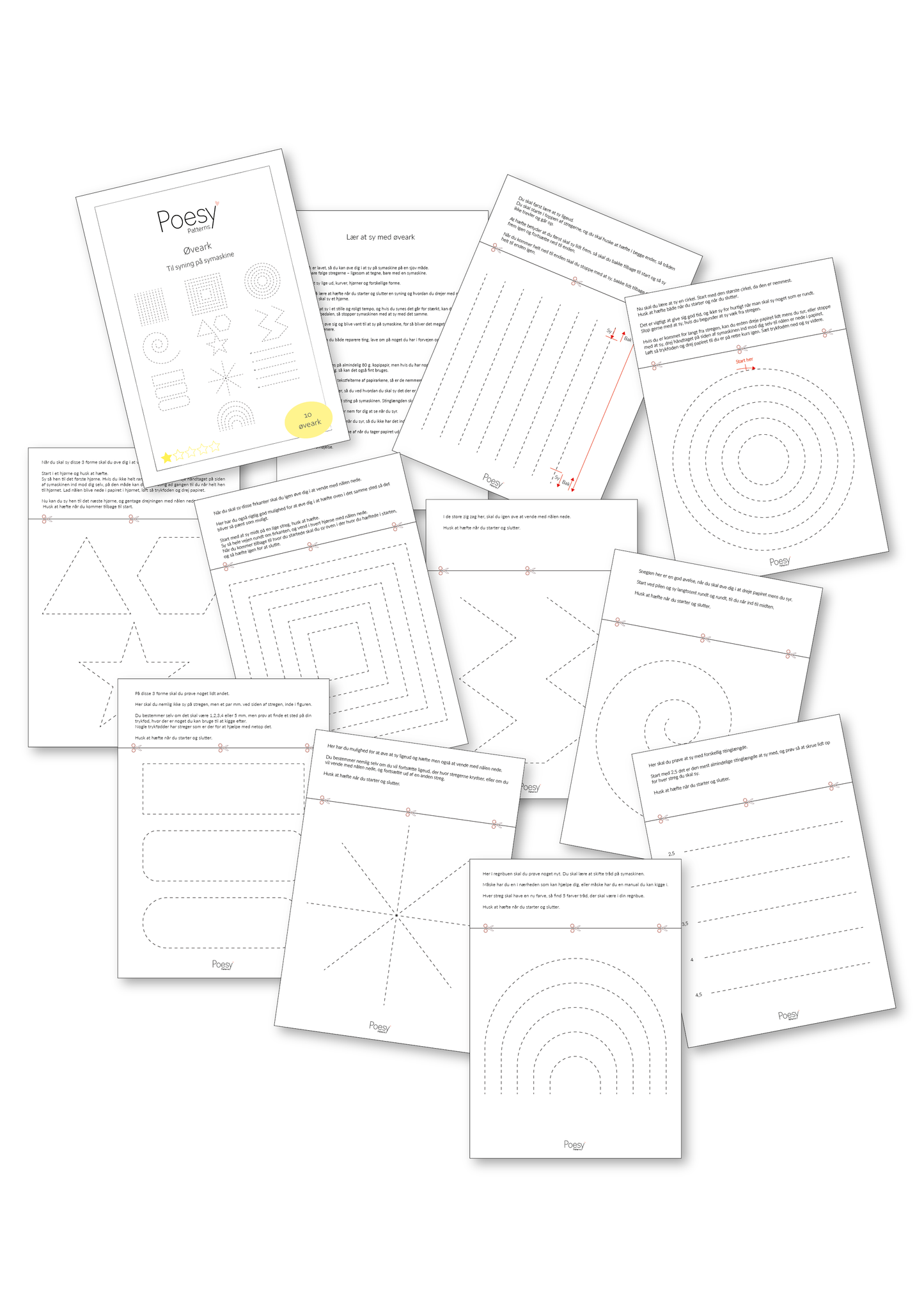 Øveark til symaskine - Kun pdf