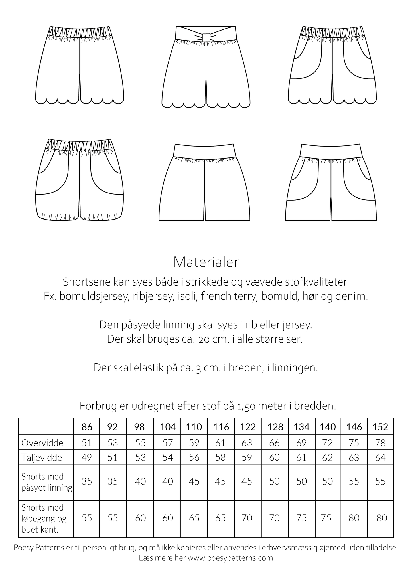 Shorts med og uden lommer 126